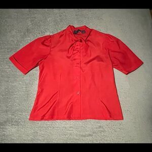 𝅺VINTAGE Givenchy 1970s tie neck blouse size 9/10  red very good condition
